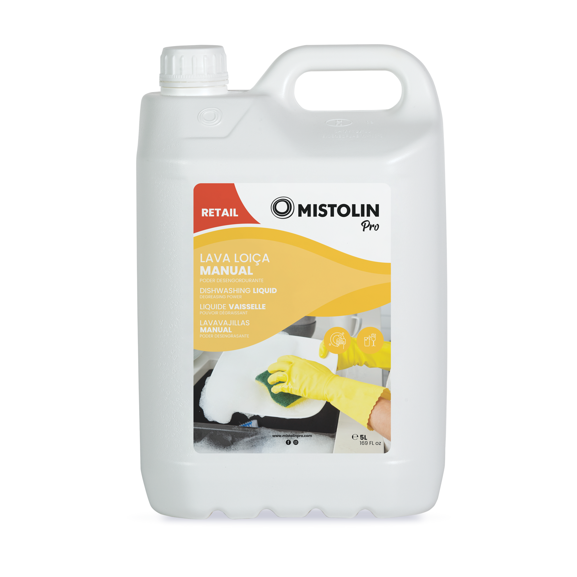 Mistolin Pro Dishwashing Liquid โ Lemon Scented 5L